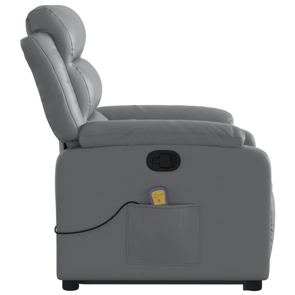 vidaXL Stand up Massage Recliner Chair Grey Faux Leather