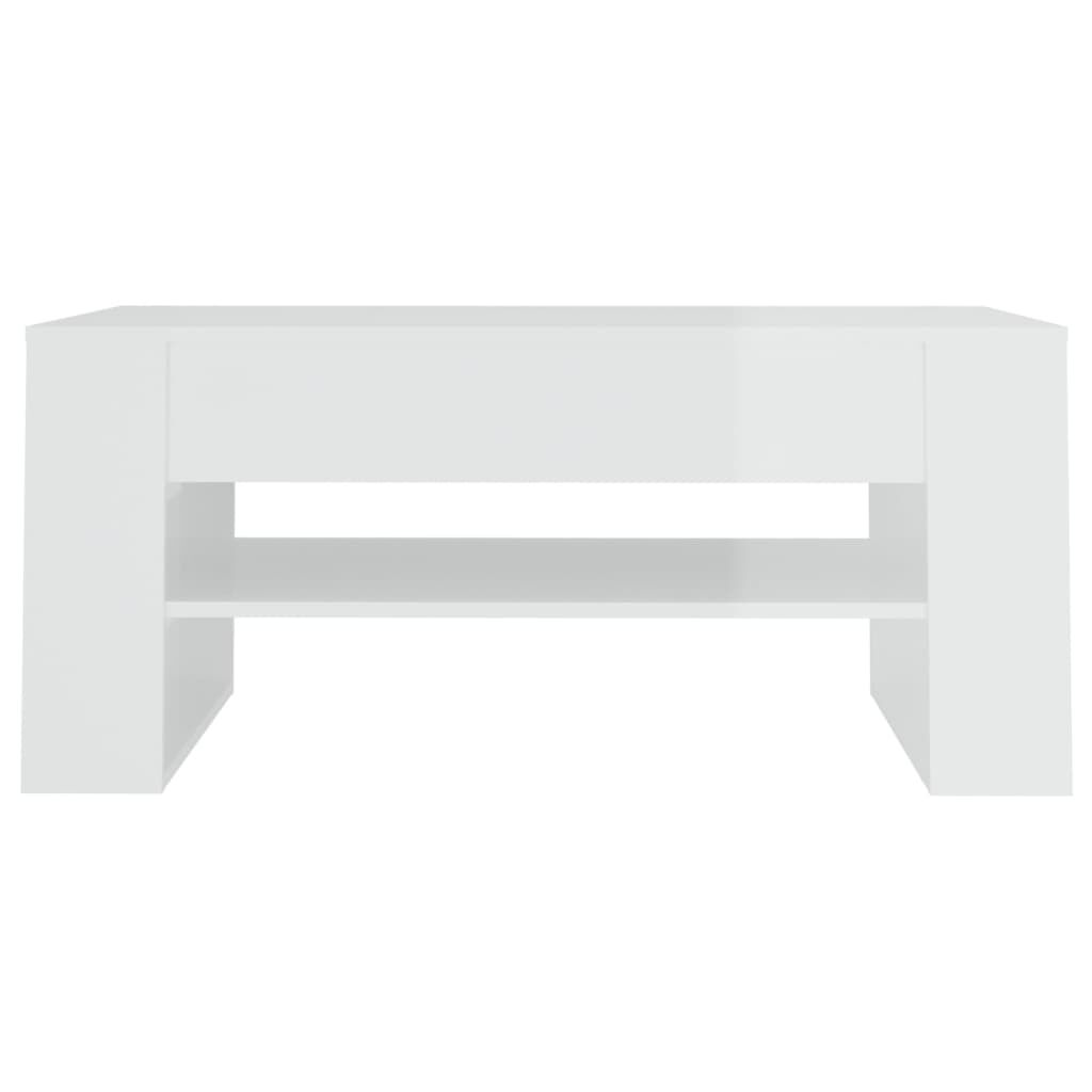 vidaXL Coffee Table High Gloss White 102x55x45 cm Engineered Wood