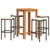 vidaXL 5 Piece Garden Bar Set Brown Solid Wood Acacia and Poly Rattan