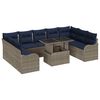 vidaXL Garden Sofa Set with Cushion 10 pcs Grey Poly rattan