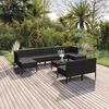 vidaXL 10 Piece Garden Lounge Set with Cushions Poly Rattan Black