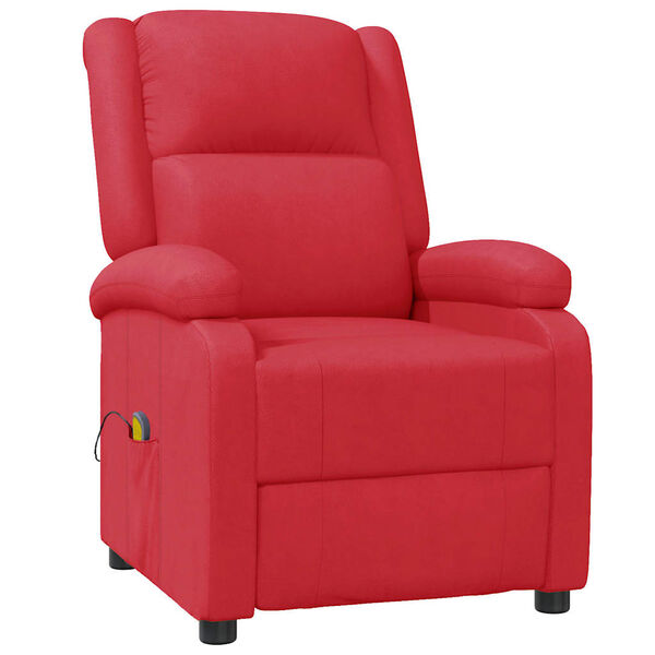vidaXL Massage Recliner Red Faux Leather
