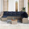 vidaXL Garden Sofa Set with Cushion 9 pcs Grey Poly Rattan