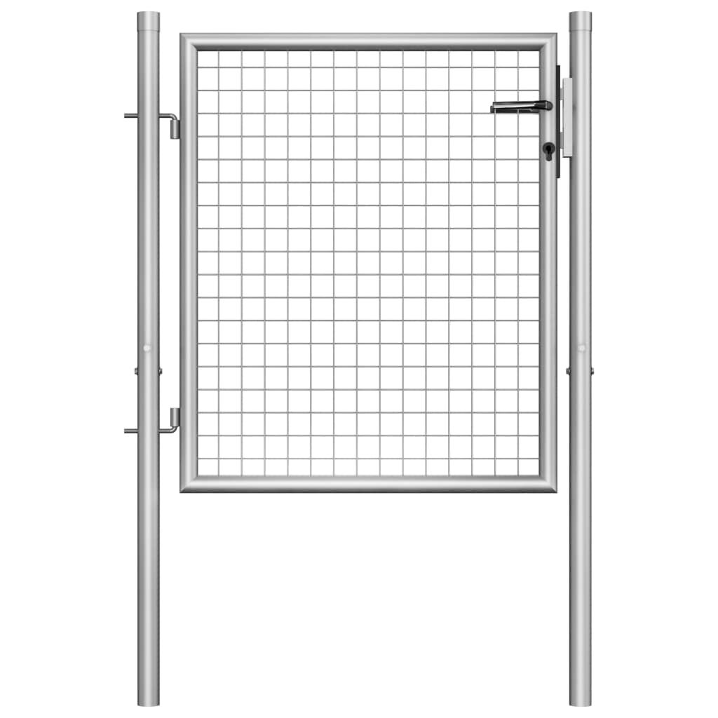 vidaXL Garden Gate Galvanised Steel 105x125 cm Silver