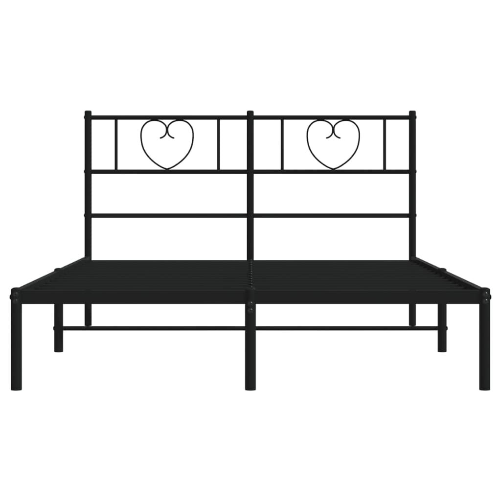 vidaXL Metal Bed Frame without Mattress with Headboard Black 135x190cm