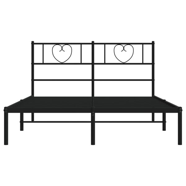 vidaXL Metal Bed Frame without Mattress with Headboard Black 135x190cm