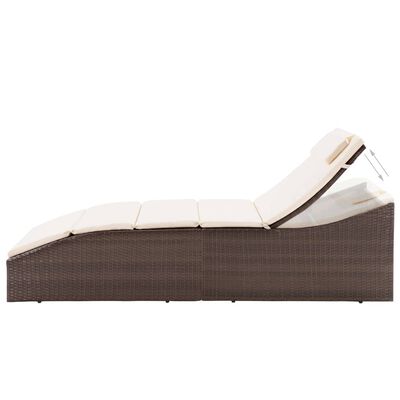 vidaXL Sun Lounger with Cushion Poly Rattan Brown