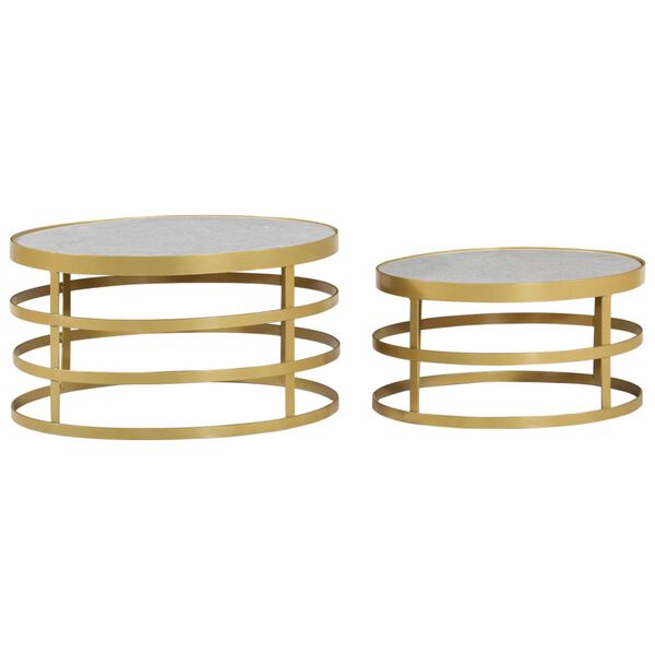 vidaXL 2 Piece Coffee Table Set Marble Brass and White