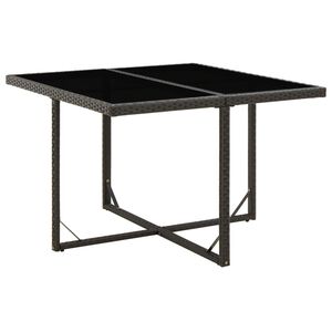 vidaXL Garden Table Black 109x107x74 cm Poly Rattan and Glass
