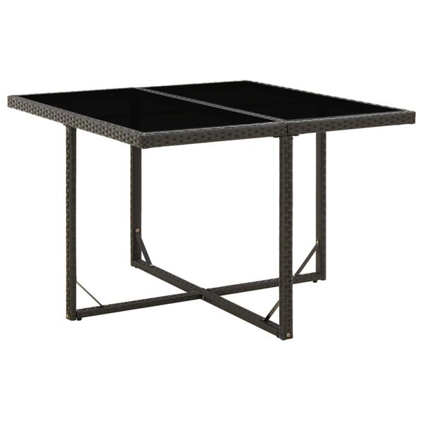 vidaXL Garden Table Black 109x107x74 cm Poly Rattan and Glass