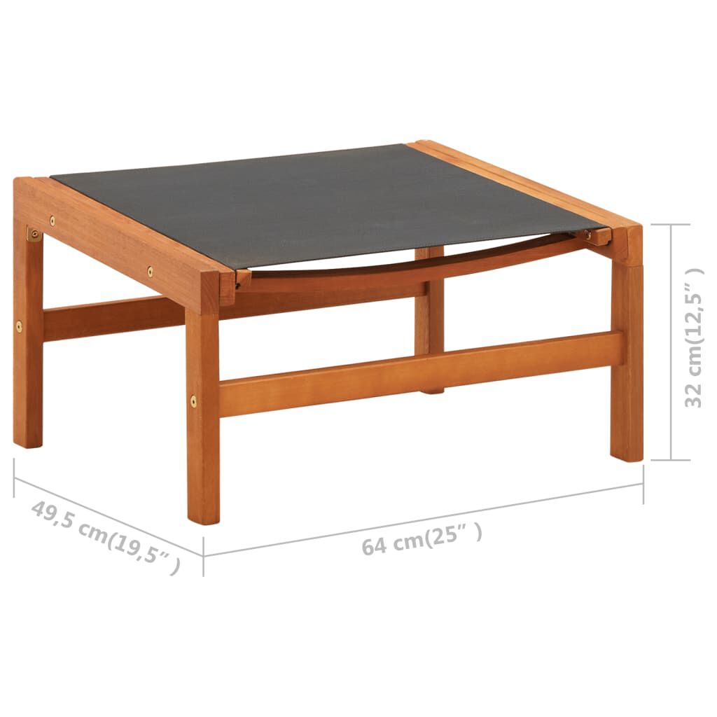 vidaXL Garden Chair with Footrest Solid Eucalyptus Wood and Textilene