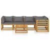 vidaXL 6 Piece Garden Lounge Set with Cushions Solid Acacia Wood