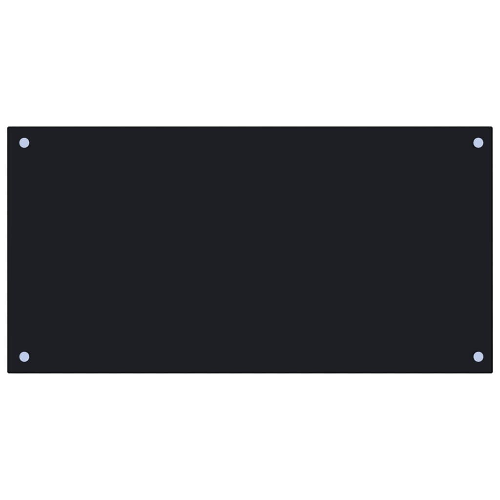 vidaXL Kitchen Backsplash Black 80 x 40 cm Tempered Glass