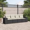 vidaXL 4 Piece Garden Sofa Set with Cushions Black Poly Rattan