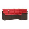 vidaXL Garden Sofa Set with Cushion Brown Poly Rattan