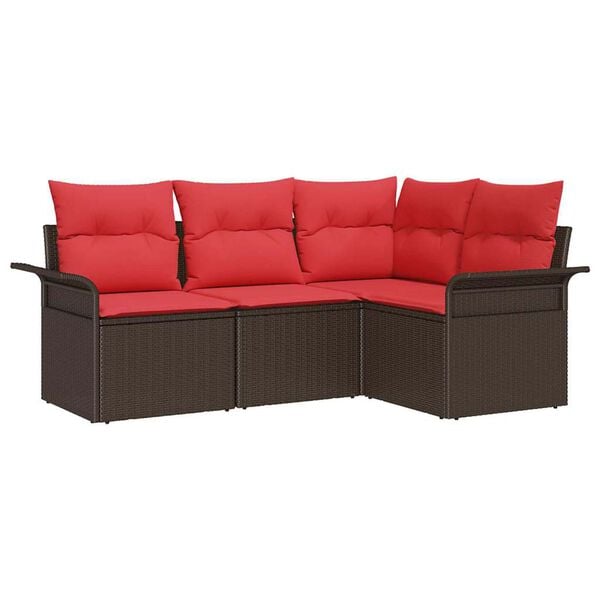 vidaXL Garden Sofa Set with Cushion Brown Poly Rattan