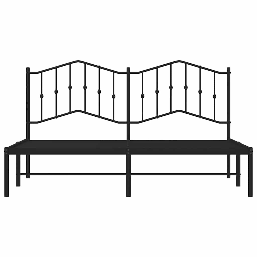 vidaXL Metal Bed Frame without Mattress with Headboard Black 183x213cm