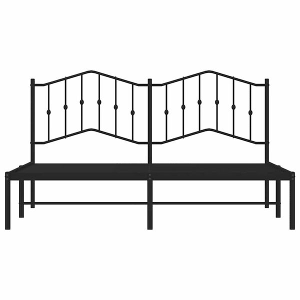 vidaXL Metal Bed Frame without Mattress with Headboard Black 183x213cm