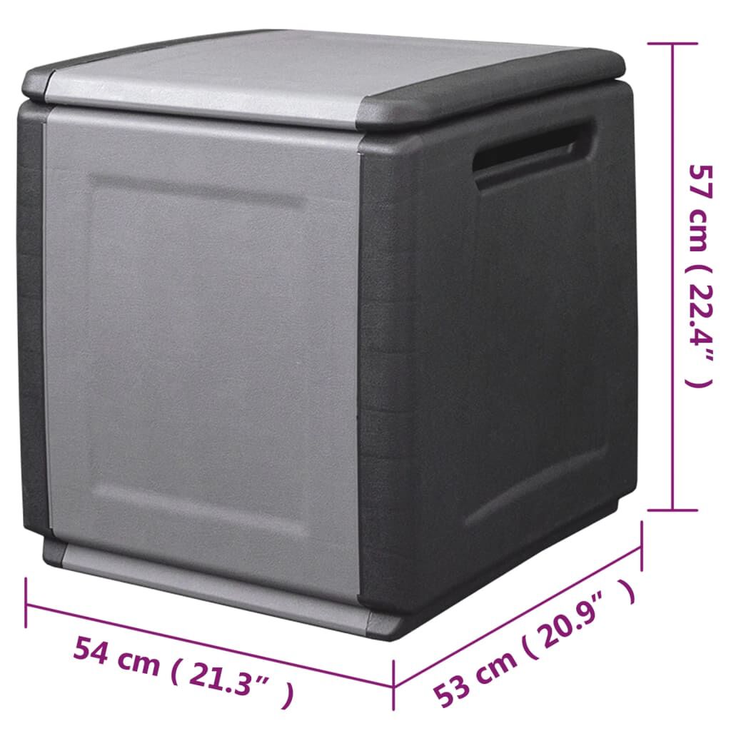 vidaXL Garden Storage Box 54x53x57 cm 130 L Dark Grey and Black