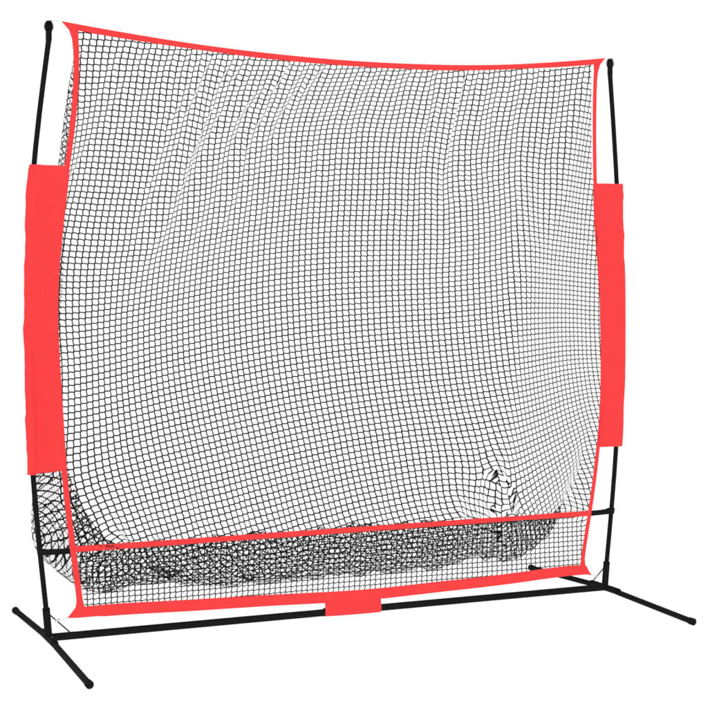 vidaXL Portable Baseball Net Black and Red 215x107x216 cm Polyester