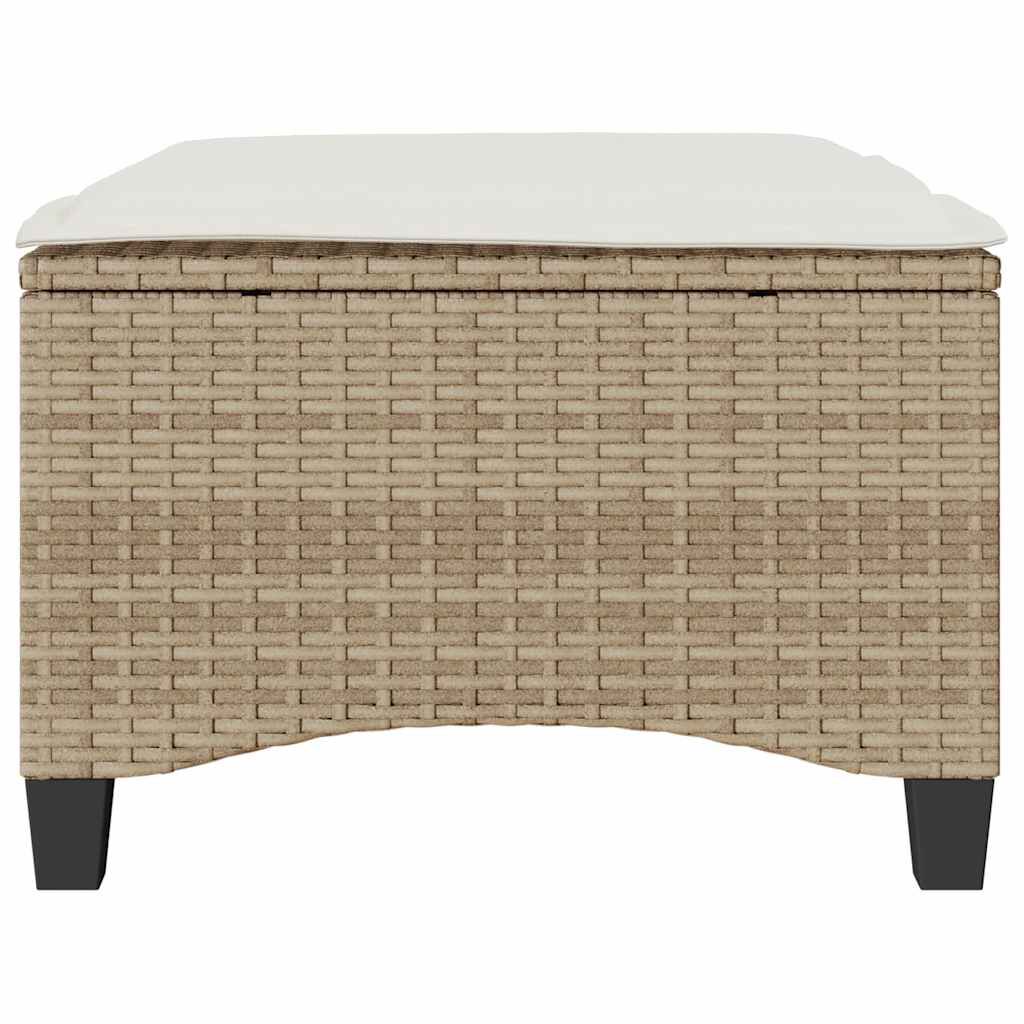 vidaXL Garden Stools with Cushions 2 pcs Beige 55x55x36 cm Poly Rattan