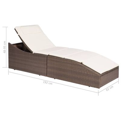 vidaXL Sun Lounger with Cushion Poly Rattan Brown