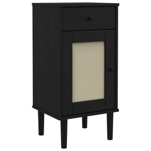 vidaXL Bedside Cabinet SENJA Rattan Look Black 40x35x80 cm Solid Wood Pine