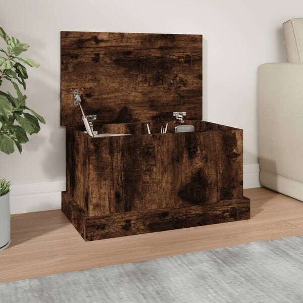 vidaXL Storage Box Smoked Oak 50x30x28 cm Engineered Wood