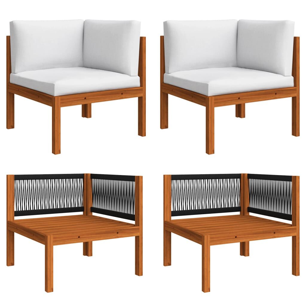 vidaXL 8 Piece Garden Lounge Set with Cushions Cream Solid Acacia Wood