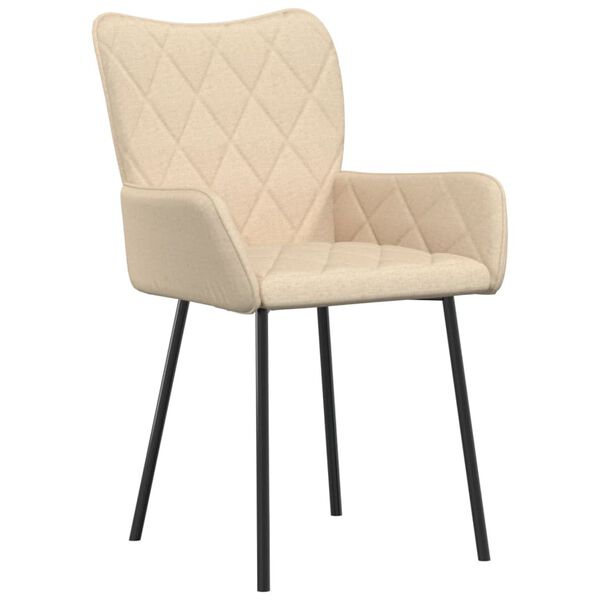 vidaXL Dining Chairs 2 pcs Cream Fabric