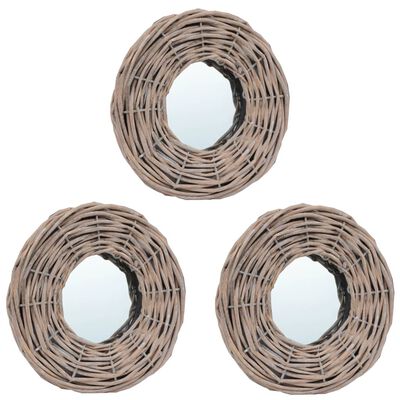 vidaXL Mirrors 3 pcs 15 cm Wicker