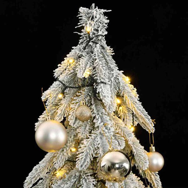 vidaXL Artificial Christmas Tree 150 LEDs&Ball Set&Flocked Snow 150 cm