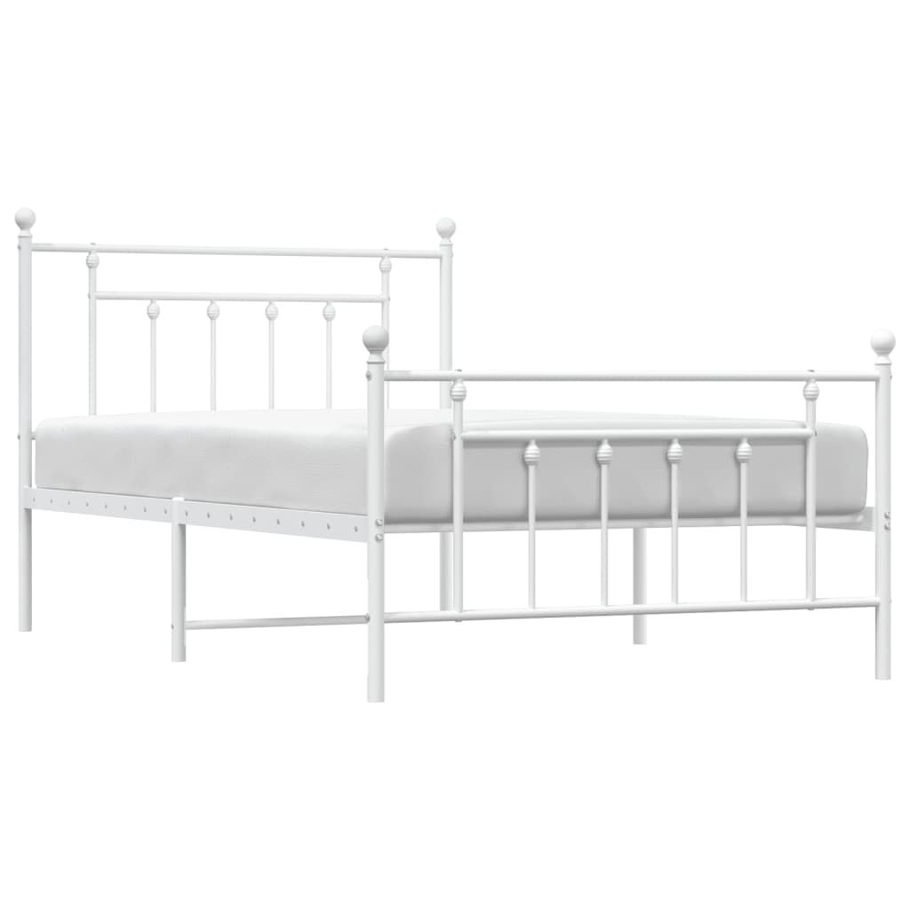 vidaXL Metal Bed Frame without Mattress with Footboard White 100x200cm