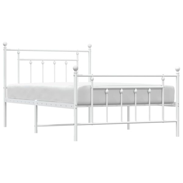 vidaXL Metal Bed Frame without Mattress with Footboard White 100x200cm