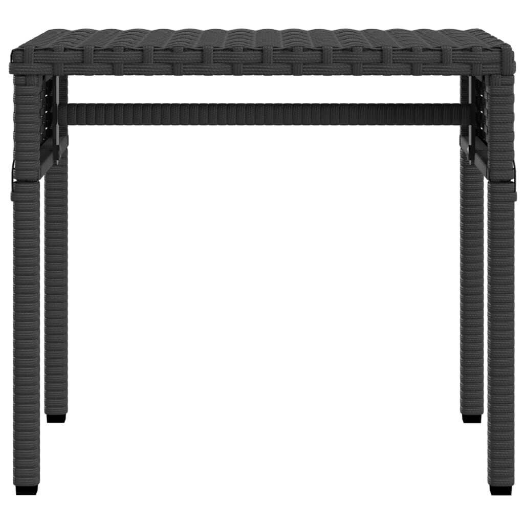 vidaXL Sun Loungers 2 pcs with Canopies and Table Black Poly Rattan