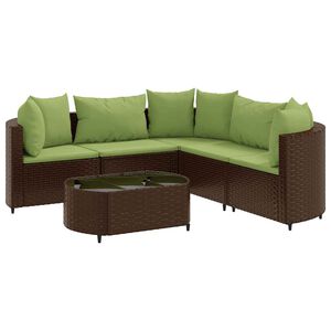 vidaXL 6 Piece Garden Sofa Set with Cushions Brown Poly Rattan