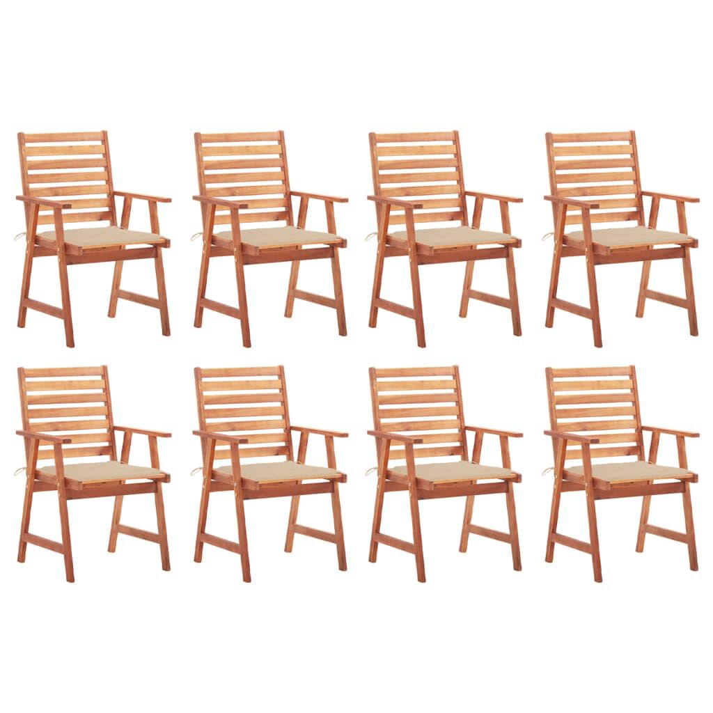 vidaXL Outdoor Dining Chairs 8 pcs with Cushions Solid Acacia Wood