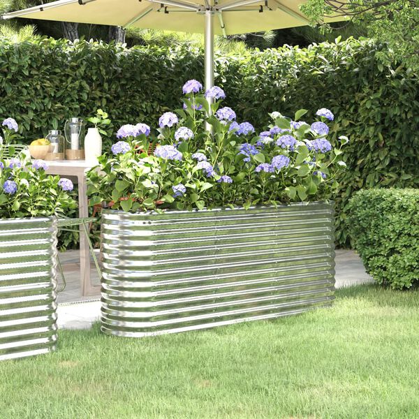 vidaXL Garden Raised Bed Powder-coated Steel 152x40x68 cm Silver