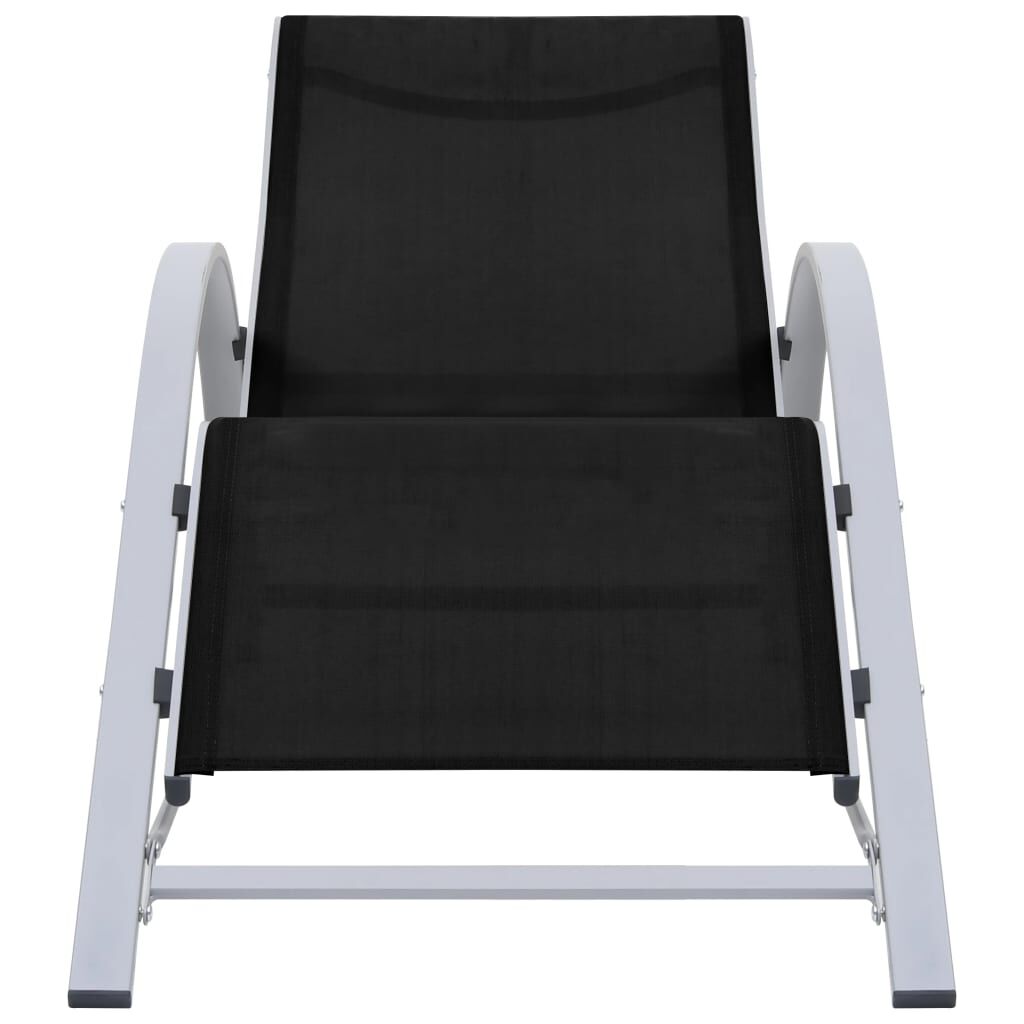 vidaXL Sun Loungers 2 pcs with Table Aluminium Black