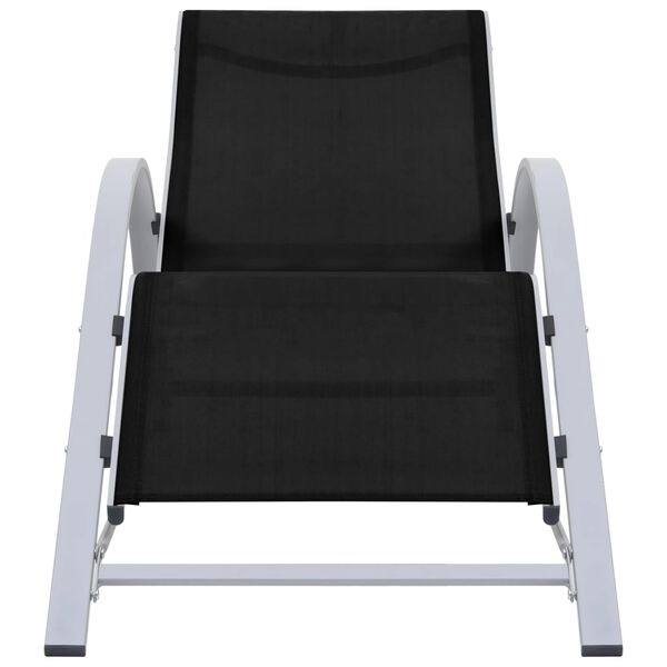 vidaXL Sun Loungers 2 pcs with Table Aluminium Black