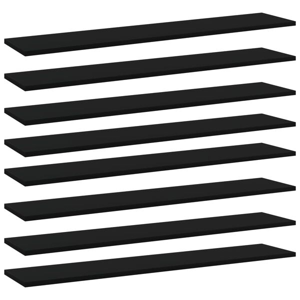 vidaXL Bookshelf Boards 8 pcs Black 100x20x1.5 cm Engineered Wood