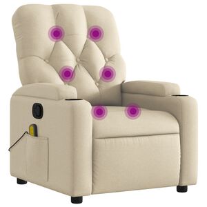 vidaXL Massage Recliner Chair Cream Fabric