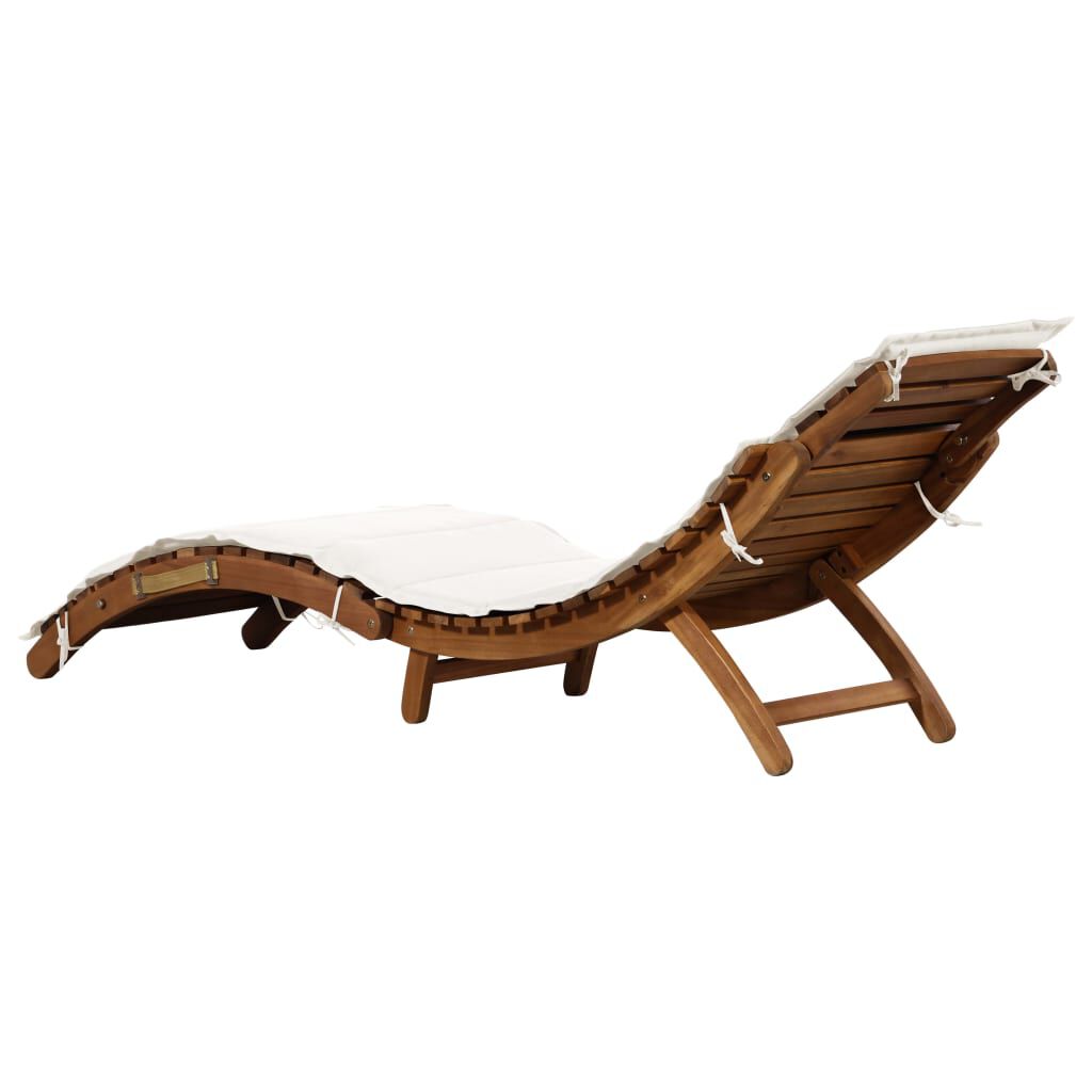 vidaXL Sun Loungers with Cushions 2 pcs Cream White Solid Wood Acacia