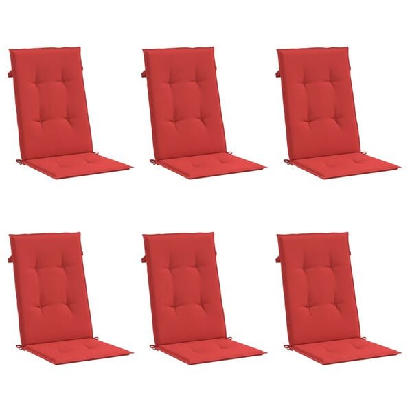 vidaXL Garden Highback Chair Cushions 6 pcs Red 120x50x3 cm Fabric