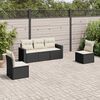 vidaXL 5 Piece Garden Sofa Set with Cushions Black Poly Rattan