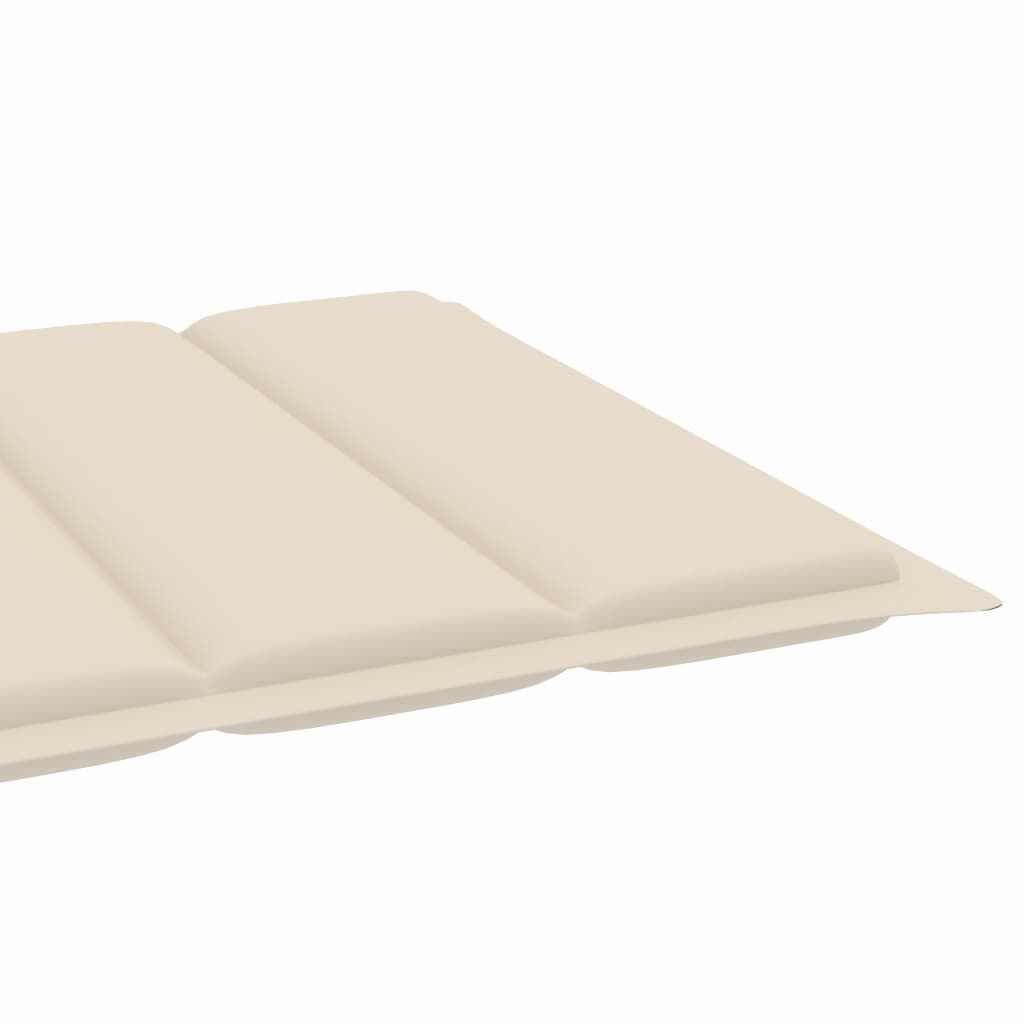 vidaXL Sun Lounger with Cream Cushion Solid Teak Wood