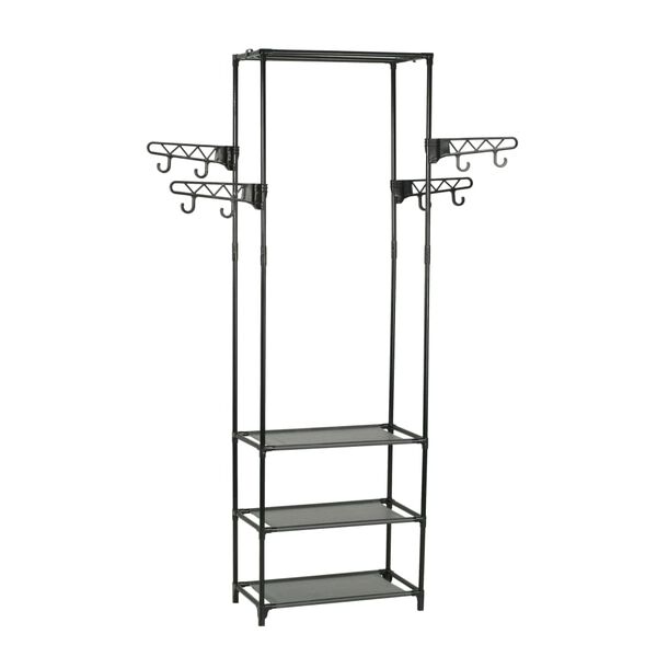 vidaXL Clothes Rack Steel and Non-woven Fabric 55x28.5x175 cm Black