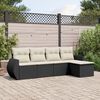 vidaXL 5 Piece Garden Sofa Set with Cushions Black Poly Rattan