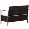 vidaXL 2-Seater Garden Bench with Cushions Brown Poly Rattan
