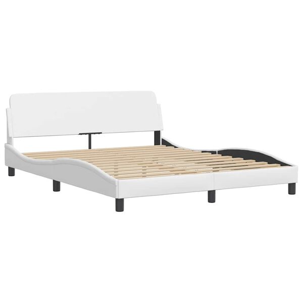 vidaXL Bed Frame "Dover" White 152x203 cm Queen Faux Leather